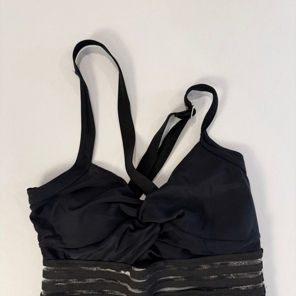 Eomenie Black One Piece Swimsuit Twisted Bust Sheer Panel Detail Size S - Picture 4 of 9